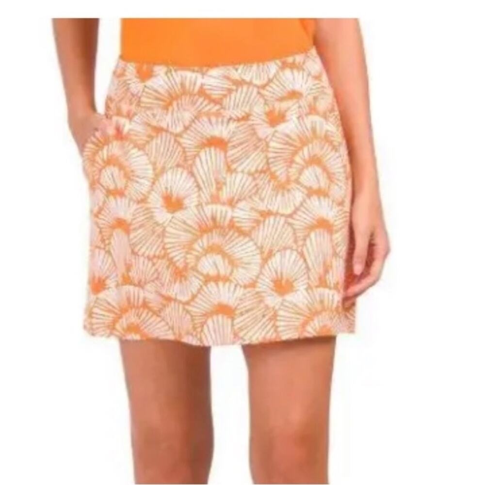 Tommy Bahama Golf Abstract Floral Print Skort in Orange & White NWOT Size Large